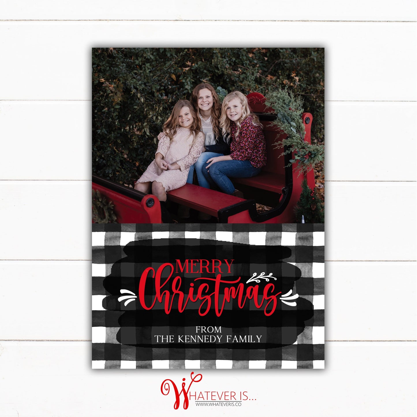 Black Gingham Kids Favorite Things Christmas Photo Card