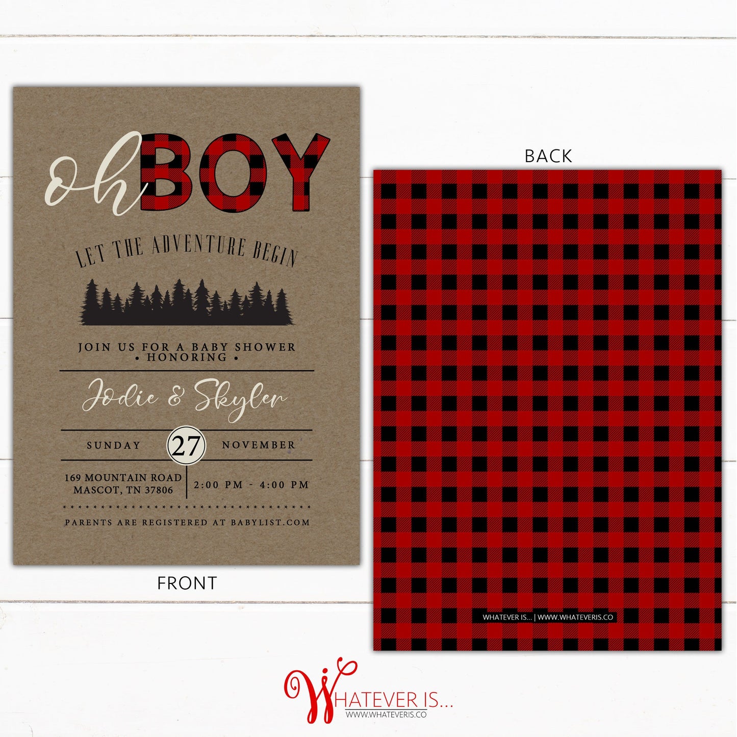 Buffalo Plaid Baby Shower Invitation