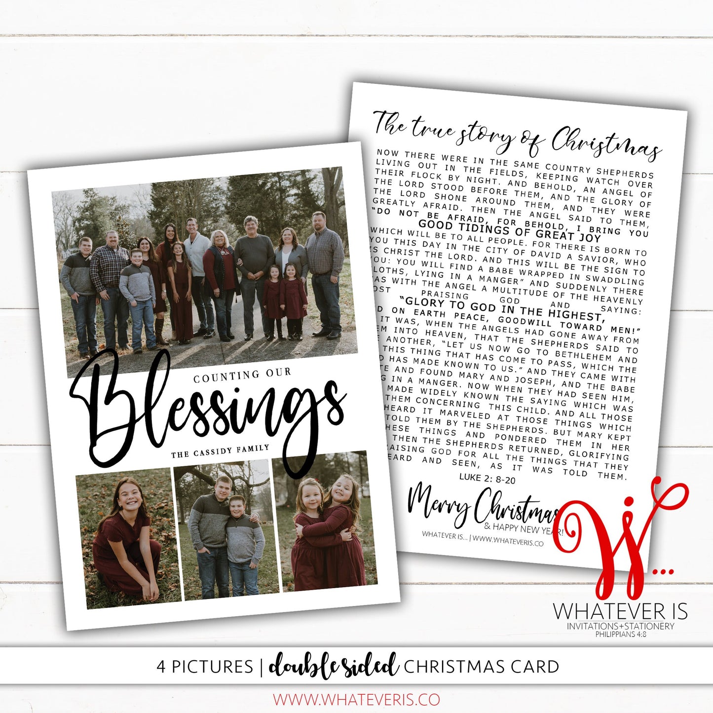 Counting our Blessings Luke 2 Christmas Card
