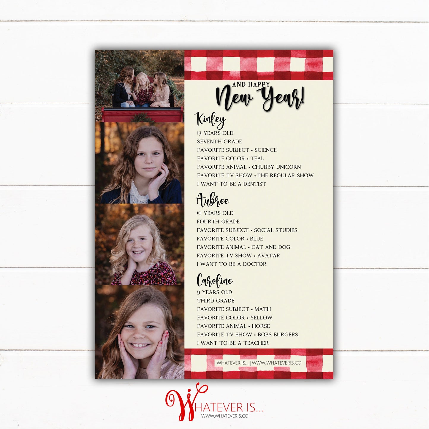 Red Gingham Kid's Favorite Thing Christmas Card