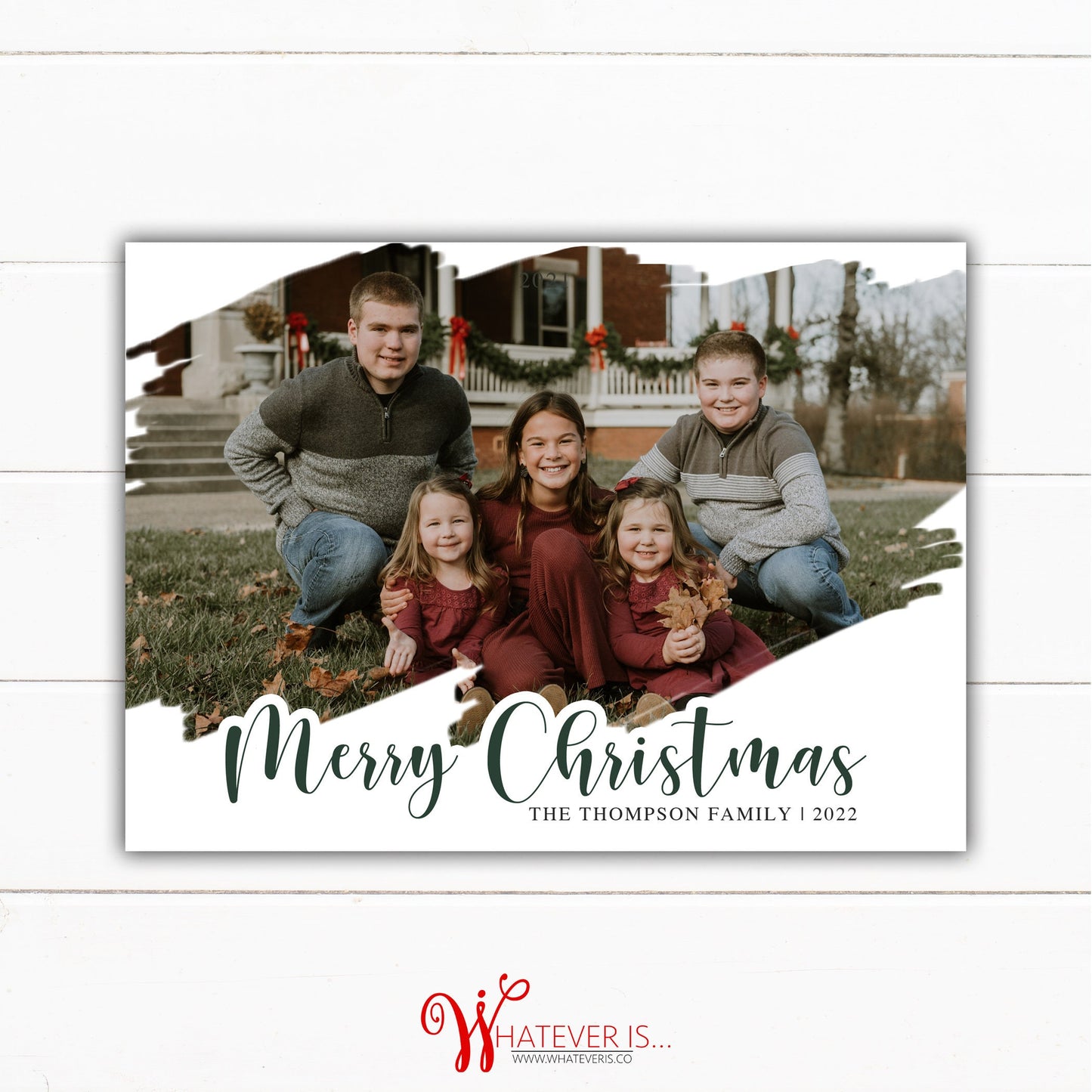 Simple Merry Christmas Family Photo Christmas Card