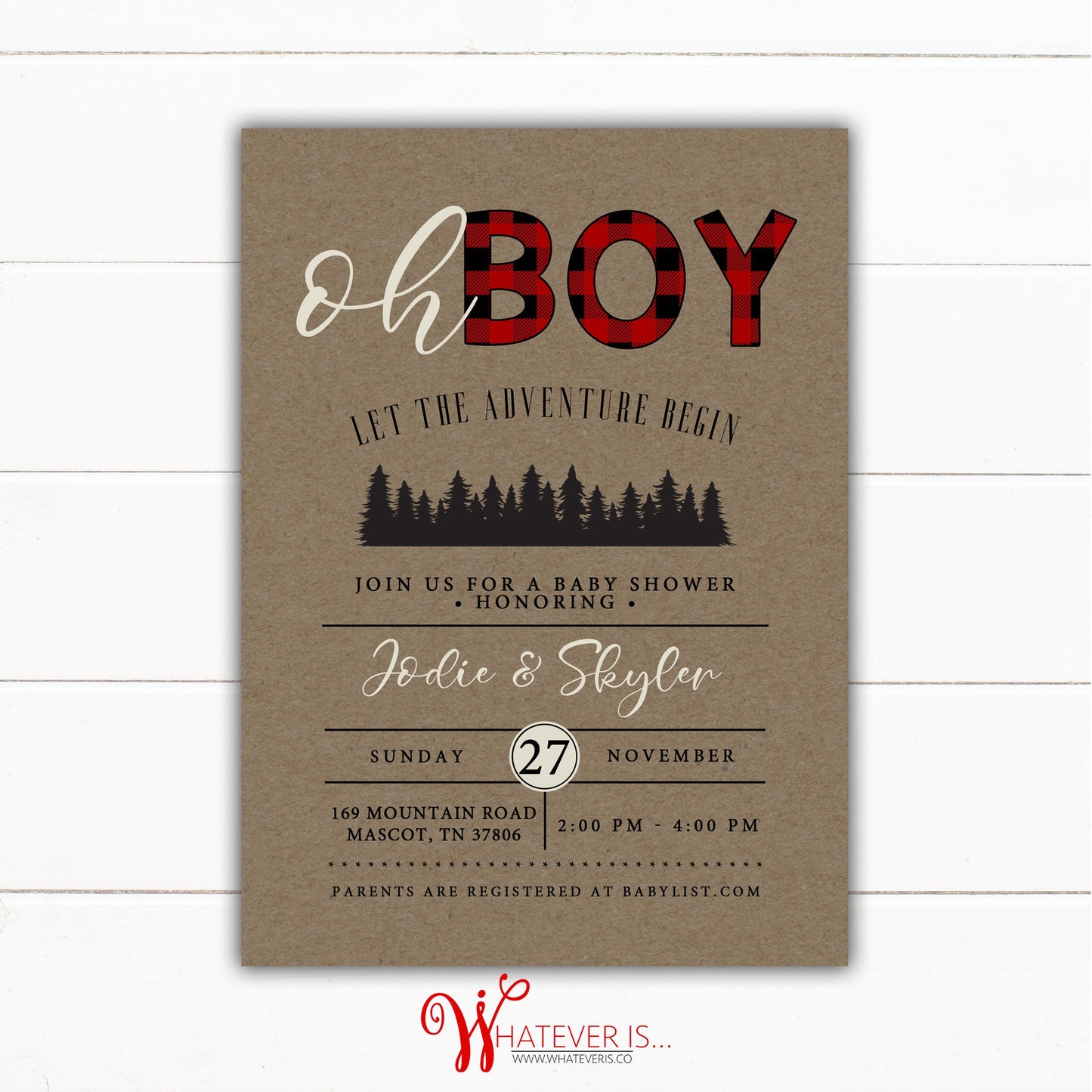 Buffalo Plaid Baby Shower Invitation