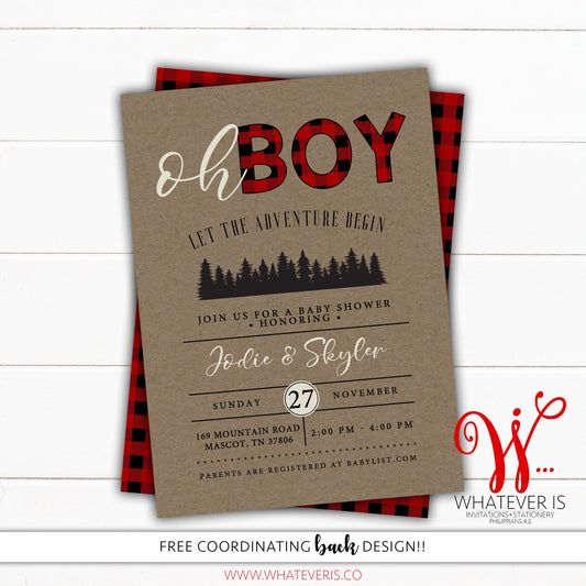 Buffalo Plaid Baby Shower Invitation