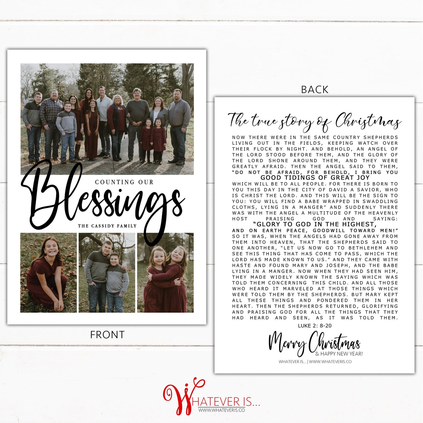 Counting our Blessings Luke 2 Christmas Card