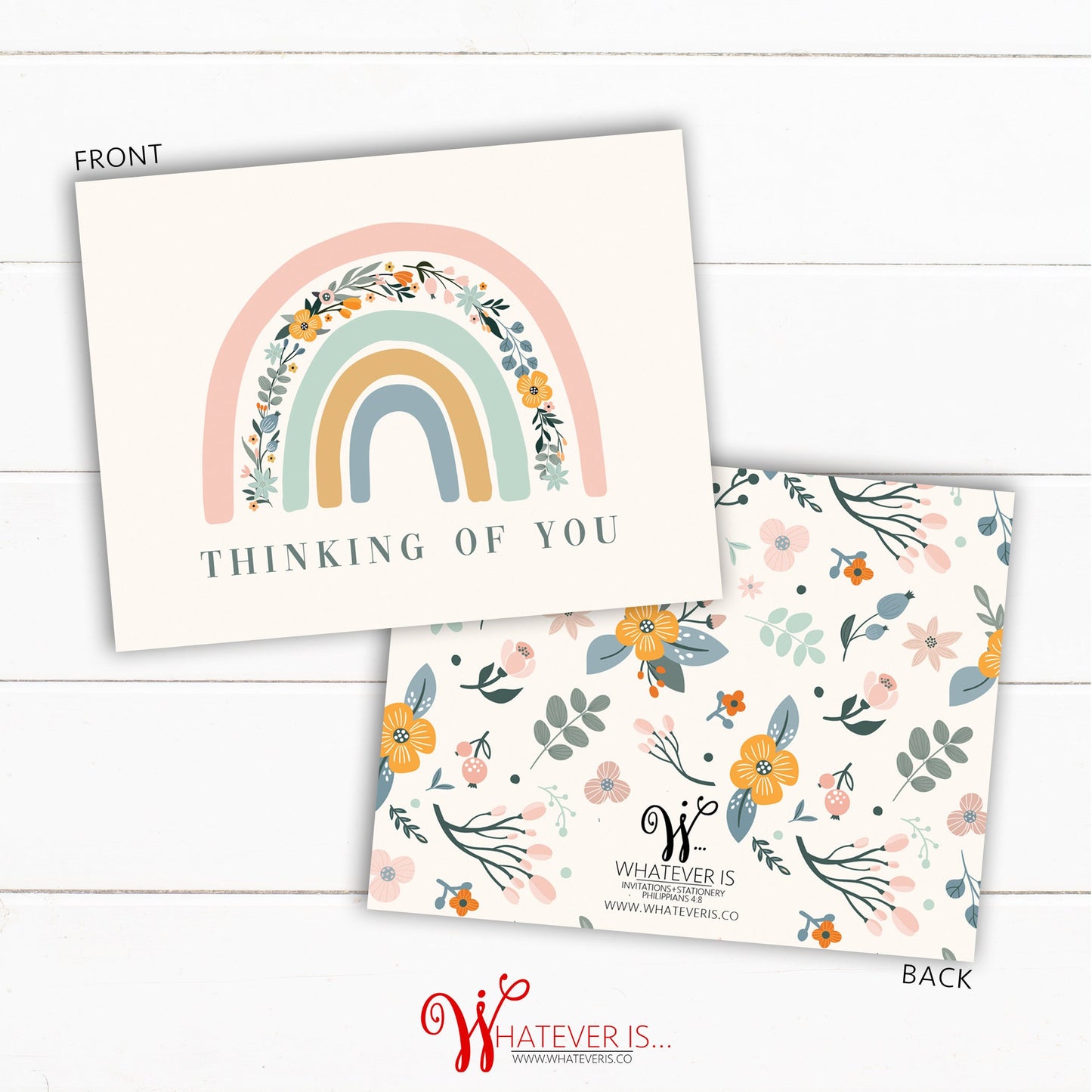 Rainbow Floral Thinking of You Cards