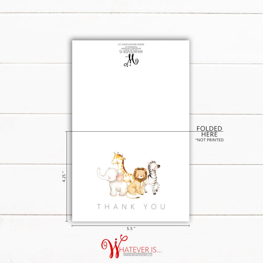 Safari Animal Thank You Card Set