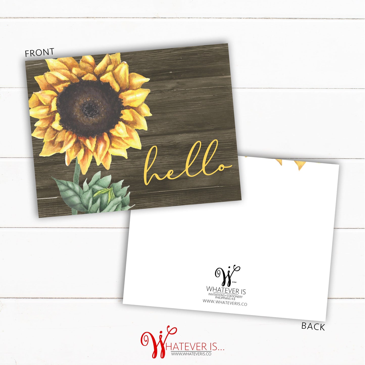 A2 Rustic Sunflower Greeting Card (Set of 12 Cards)