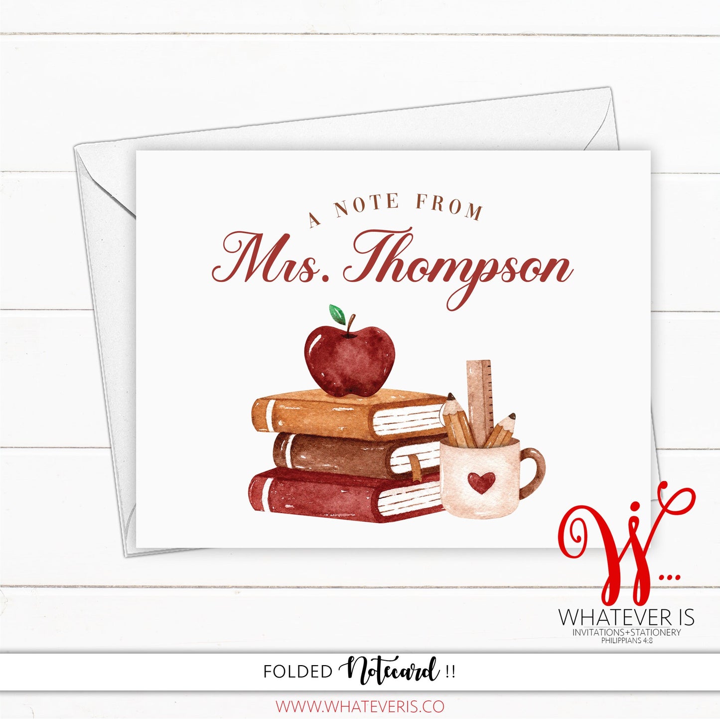 Personalized Teacher Notecards | Teacher Gift | Greeting Card | Notecards | Note from Teacher Cards | Set of 12 Cards | Teacher Appreciation