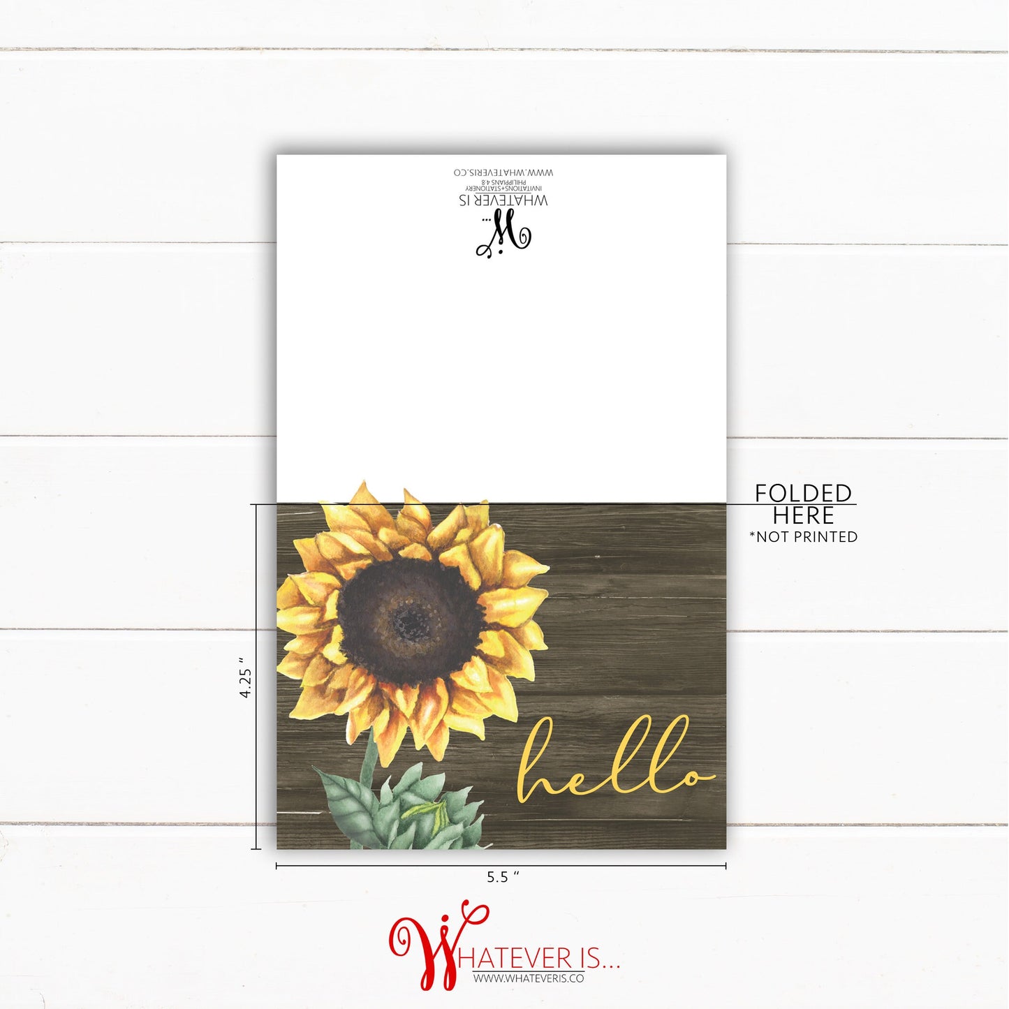 A2 Rustic Sunflower Greeting Card (Set of 12 Cards)