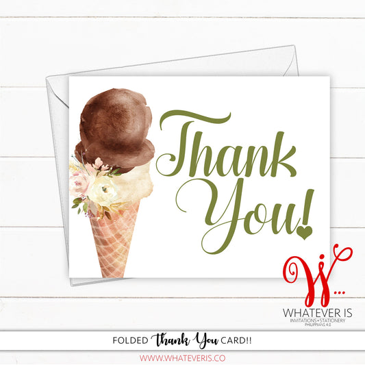 She's Been Scooped Up Thank You Card | Ice Cream Thank You | Thinking You | Greeting Card | Baby Shower Thank You | Bridal | Set of 12 Cards