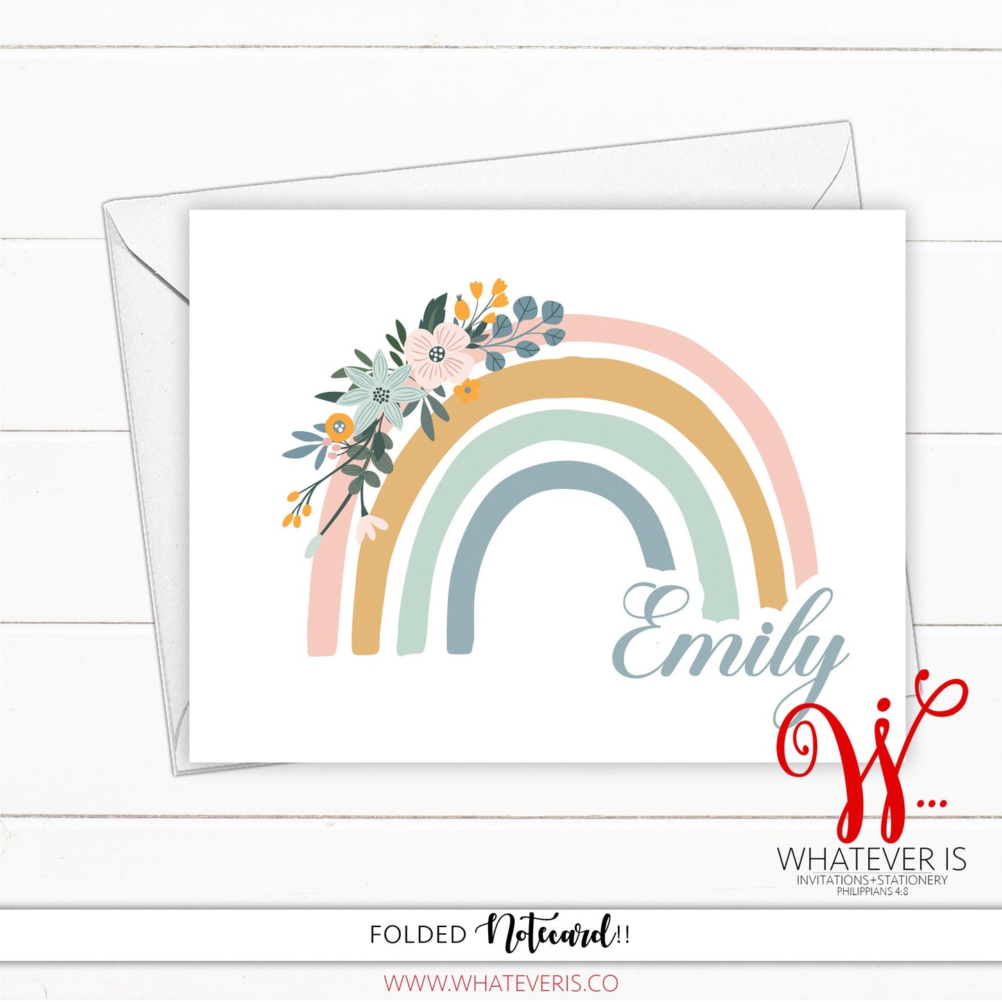 Personalized Rainbow Notecards (Set of 12)