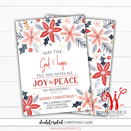 God of Hope Floral Christmas Card | Printable Christmas Card | Romans 15:13 | Christian Christmas | Floral Christmas Card