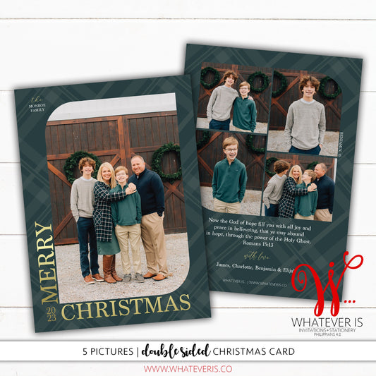 Green Plaid Christmas Card | Family Picture Christmas Card | Green Christmas Card | Plaid Christmas Card | Simple Card | Romans 15:13