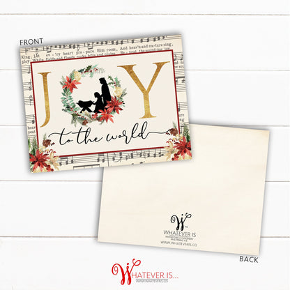 Joy to the World Christmas Cards | Sheet Music Christmas | Christmas Greeting | Greeting Card | Set of 12 Cards