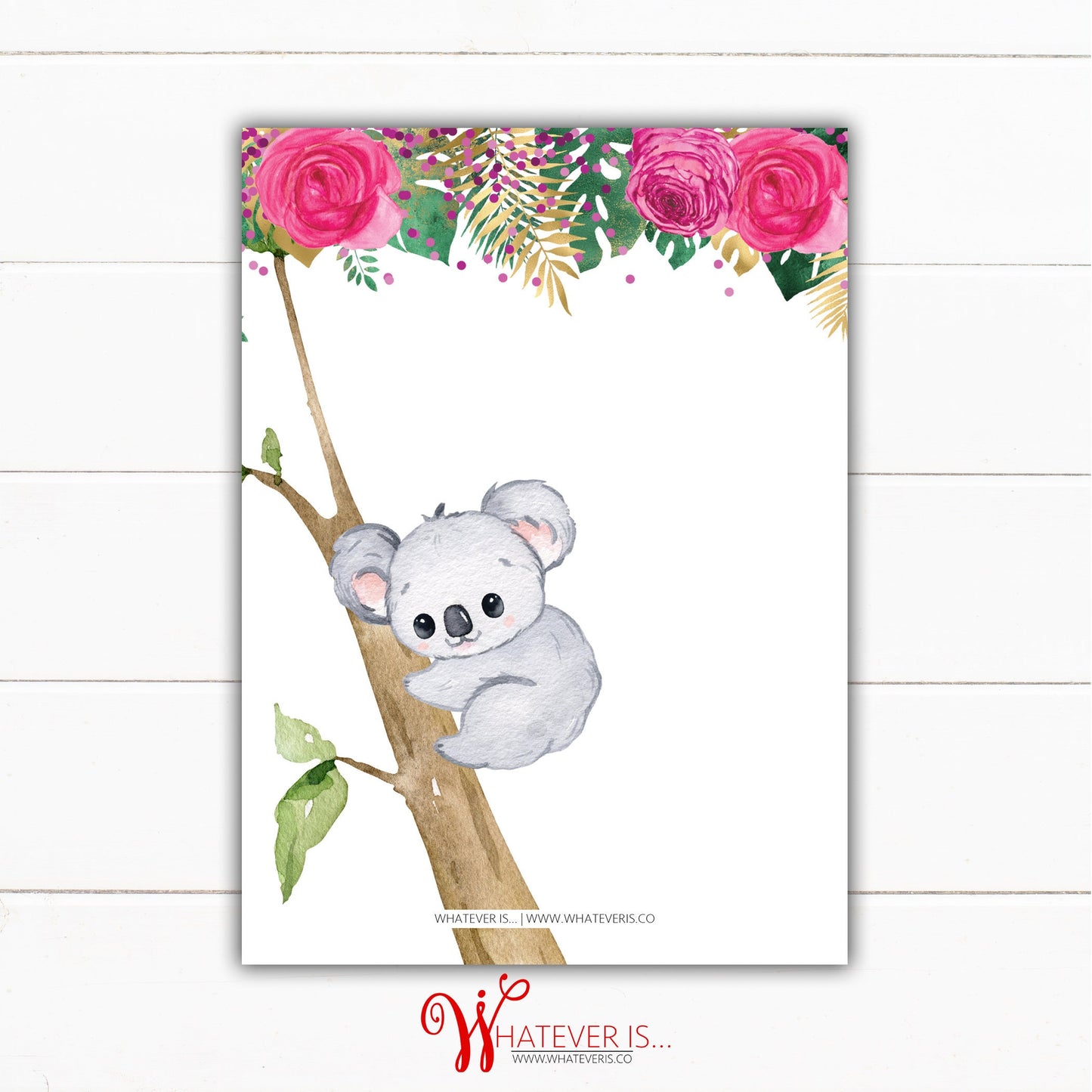 Koala Party Birthday Invitation | Koala Birthday Invitation | Floral Birthday Invitation | Bear Birthday Invitation | Girl Birthday