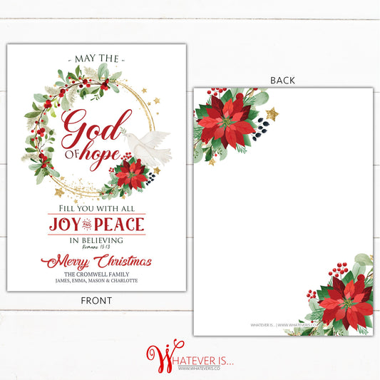 God of Hope Floral Romans 15:13 Christian Christmas Card