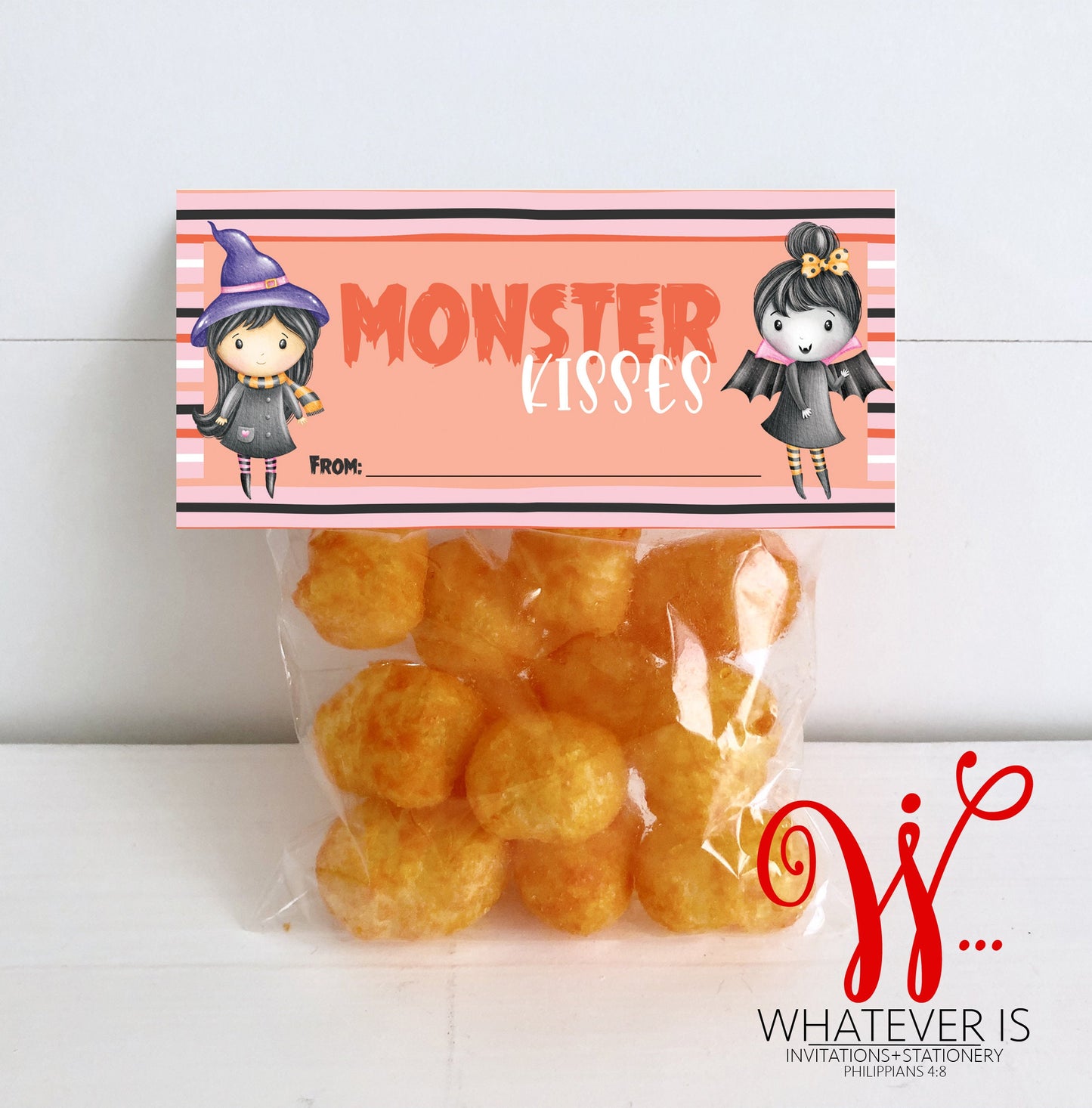 Pink Monster Kisses Christian Halloween Treat Bag | Halloween Treats for Kids | Halloween | Halloween Goodie Bags | Halloween School Treats