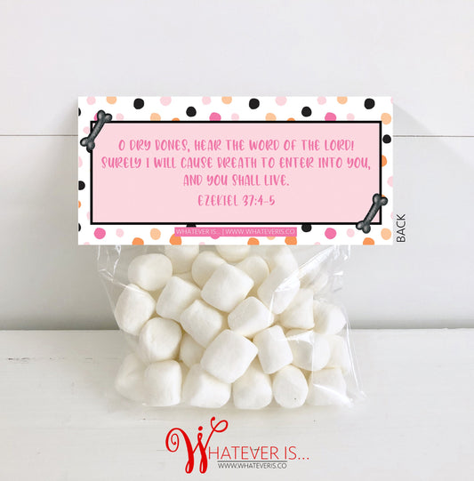 Halloween Treat Bag • Girl Pink Dry Bones Christian
