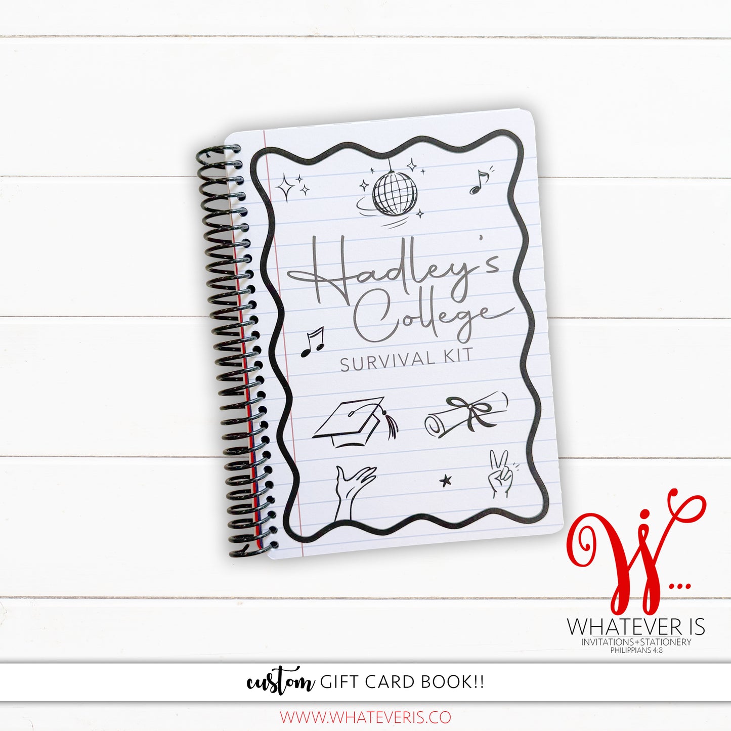 Personalized College Survival Kit Gift Card Book