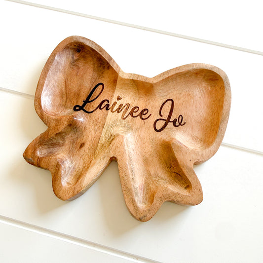 Personalized Bow Tray | Personalized Wood Tray Decorations