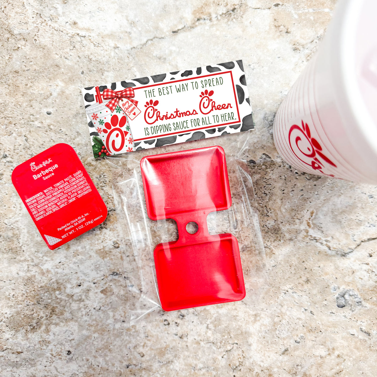 Christmas Dipping Sauce Holder for Straw | Merry Chick-mas