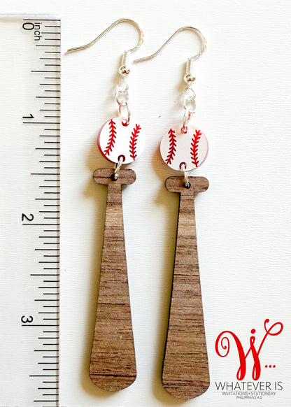 Baseball and Bat Earrings