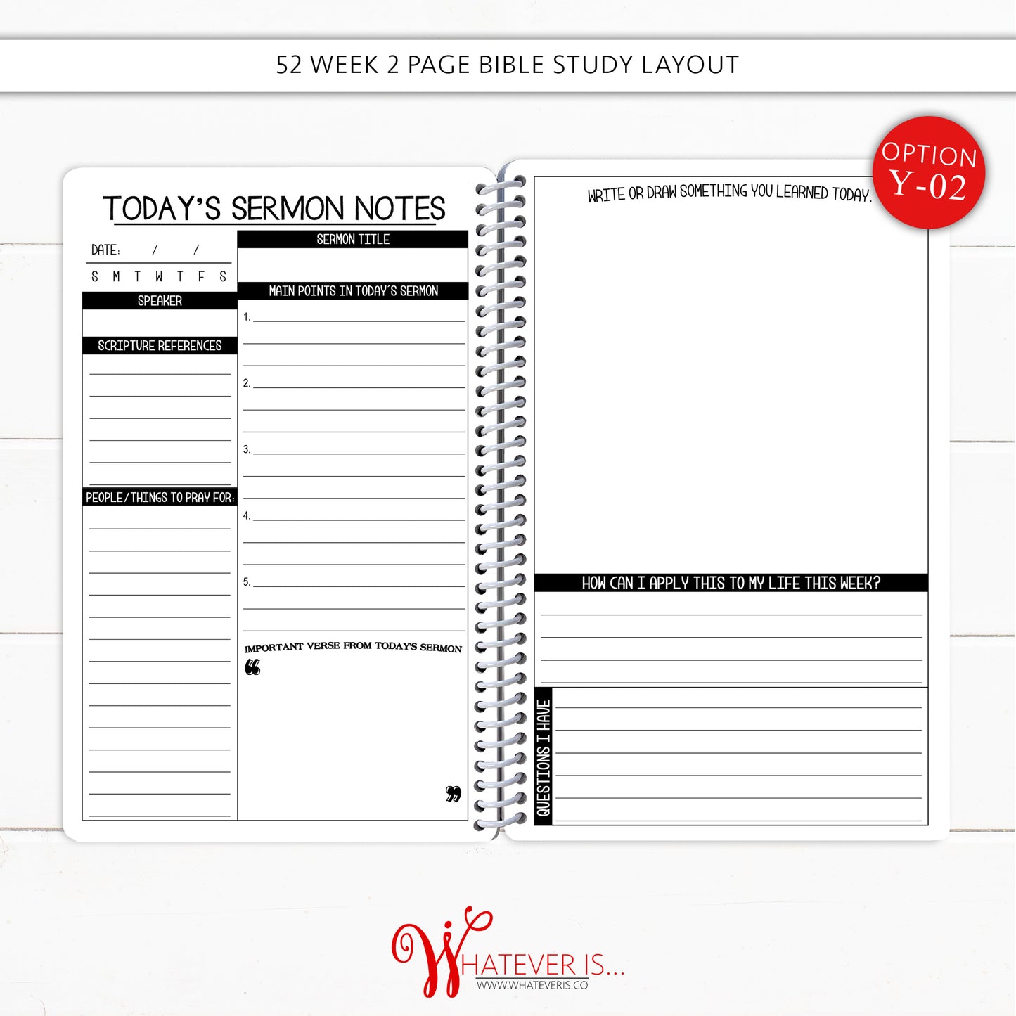 52 Week Sermon Notes Notebook (Ready to Ship)