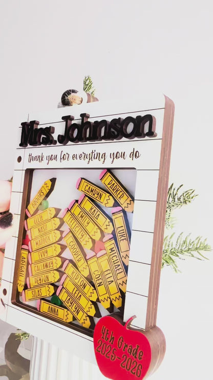 Personalized Paper and Pencil Teacher Shaker Ornament