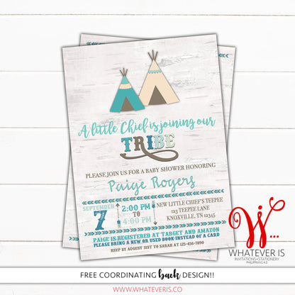 Tribal Teepee Baby Shower Printable Invitation