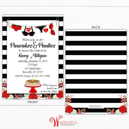 Pancakes and Panties Bridal Shower Lingerie Invitation | Red Lingerie Bridal Shower | Brunch Bridal Shower | Pancakes and Panties | Floral