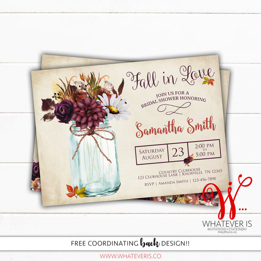 Rustic Fall In Love Bridal Shower Invitation | Fall Bridal Shower | Fall Wedding | Bridal Shower Invitation | Fall Printable Bridal Shower