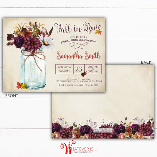 Rustic Fall In Love Bridal Shower Invitation | Fall Bridal Shower | Fall Wedding | Bridal Shower Invitation | Fall Printable Bridal Shower