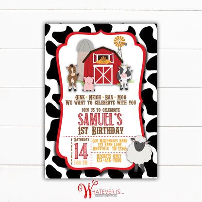 Barnyard Farm Birthday Printable Invitation