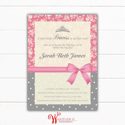 Pink Princess Baby Shower Printable Invitation | Shabby Chic Baby Shower | Floral Baby Shower | Princess Baby Shower | Printable Invitations