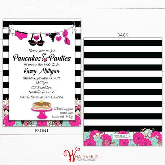 Pancakes and Panties Bridal Shower Invitation | Hot Pink Bridal Shower | Lingerie Invitation | Lingerie Bridal Shower Invitation | Pancakes