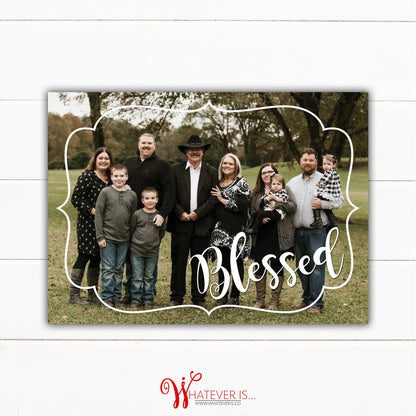 Simple Blessed Family Picture Christmas Card