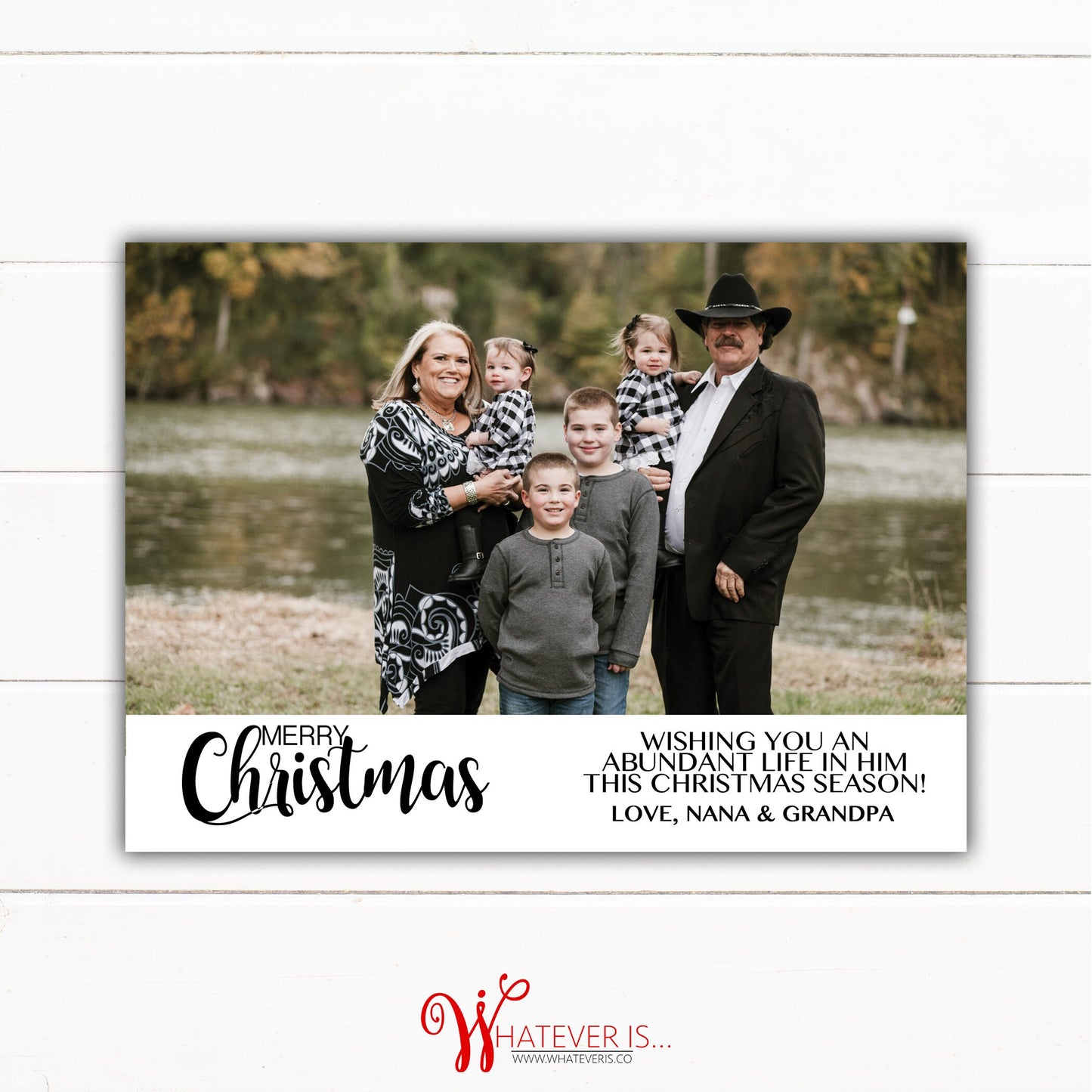 Simple Blessed Family Picture Christmas Card