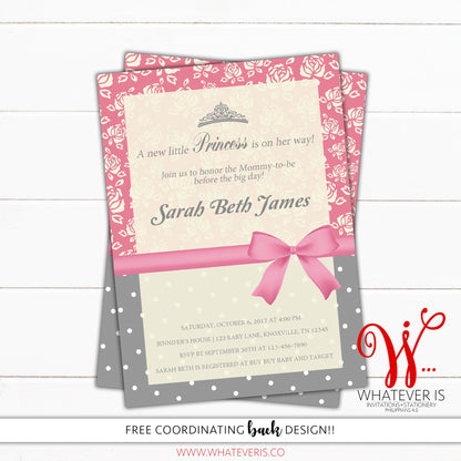 Pink Princess Baby Shower Printable Invitation | Shabby Chic Baby Shower | Floral Baby Shower | Princess Baby Shower | Printable Invitations