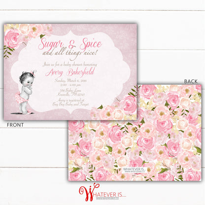 Sugar and Spice Floral Baby Shower Invitation | Vintage Baby Shower | Shabby Chic Floral Baby Shower Invitation | Girl Baby Shower Invite