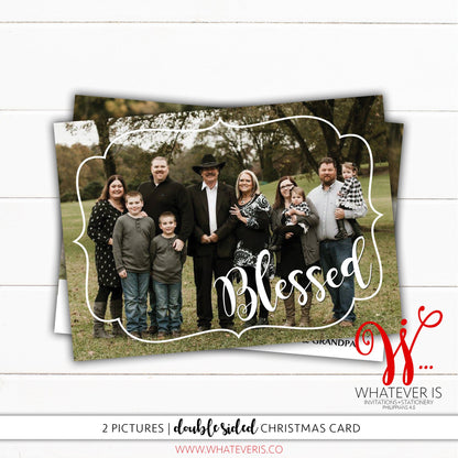 Simple Blessed Family Picture Christmas Card