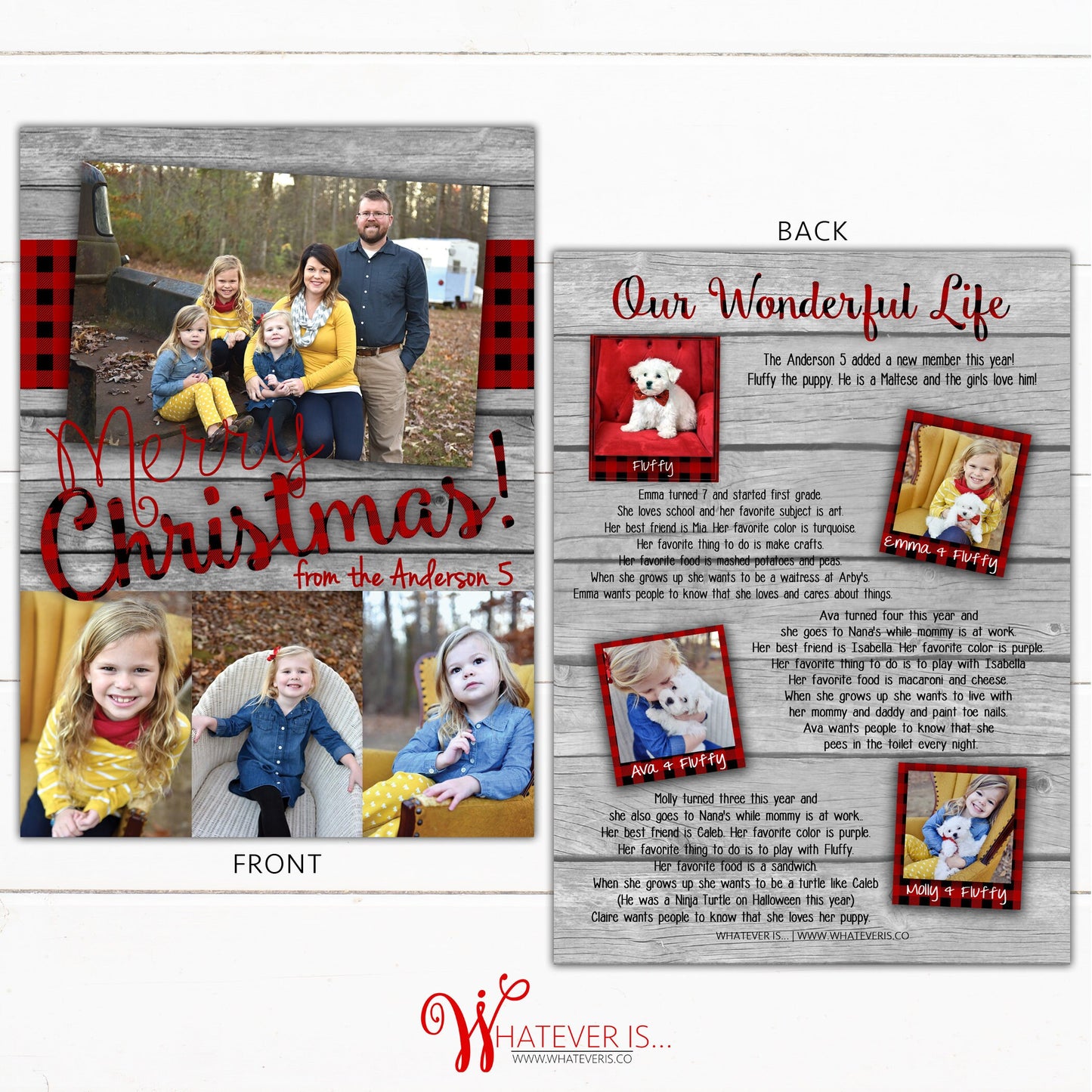 Rustic Buffalo Plaid Year in Review Christmas Card