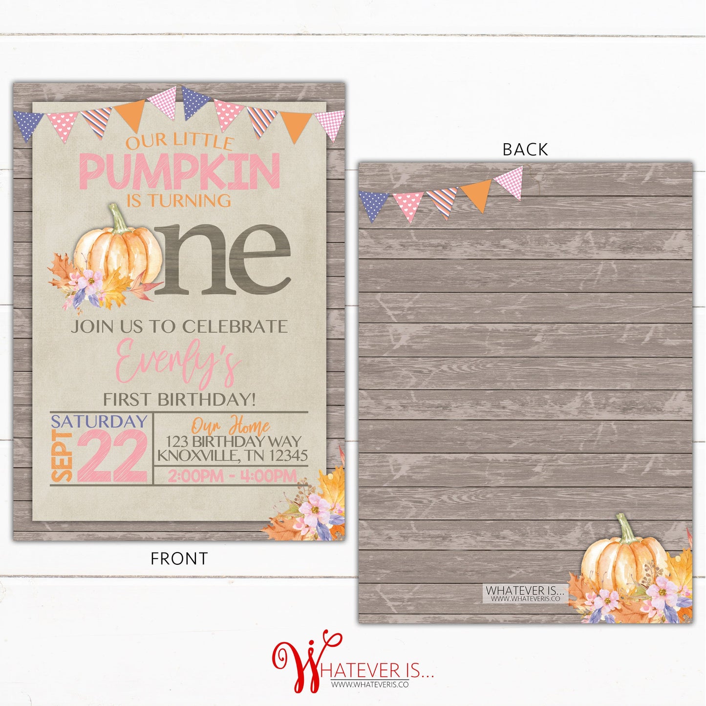 Our Little Pumpkin 1st Birthday Invitation | Rustic First Birthday Invitation | First Birthday | Rustic Pumpkin Birthday | Pumpkin Floral