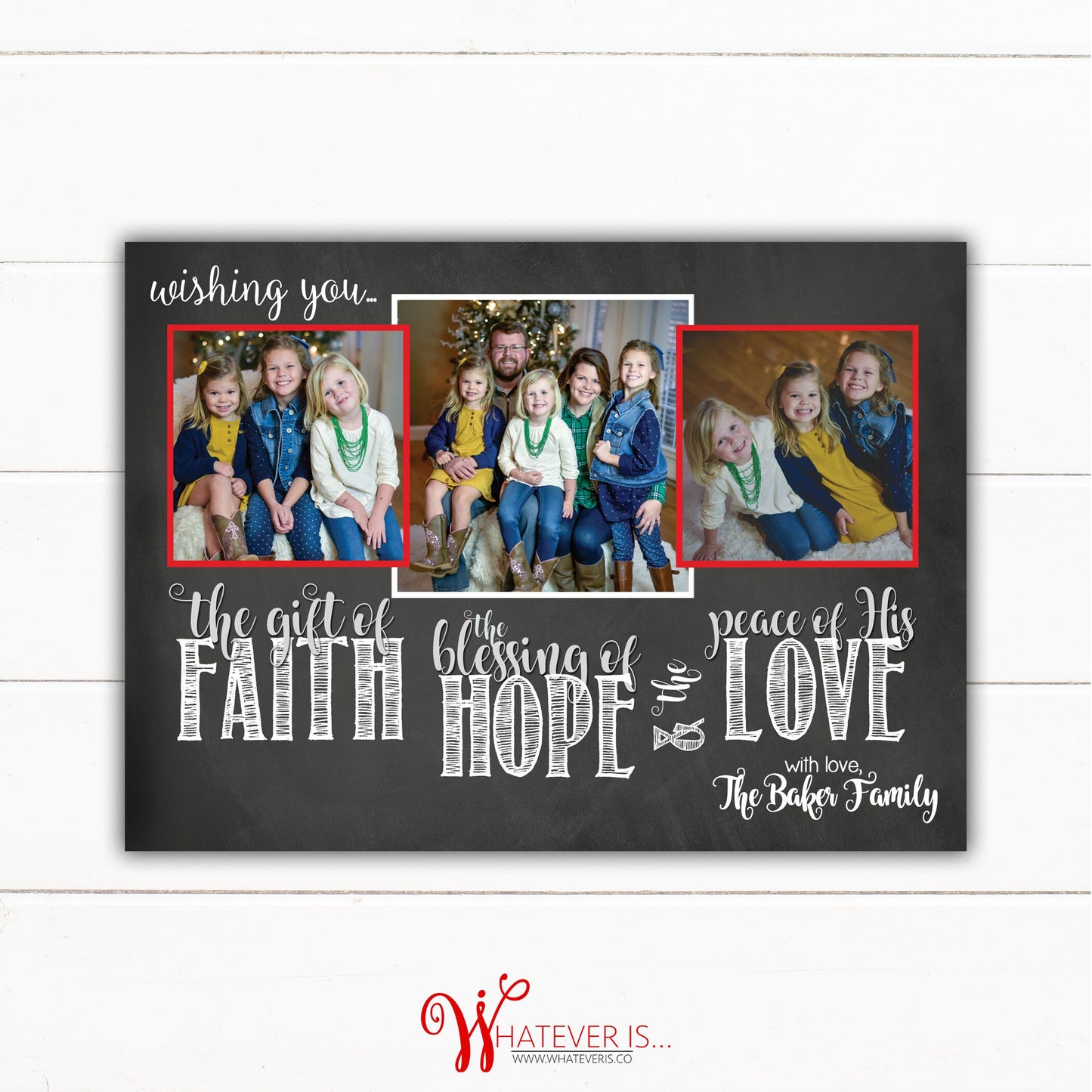 Faith Hope Love Christmas Card | Chalkboard Family Christmas Card | Picture Christmas Card | Year in Review Christmas Card | Holiday Card