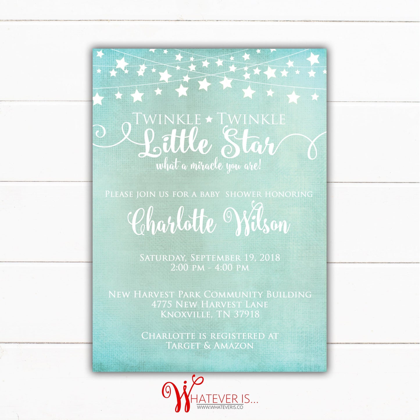 Twinkle Twinkle Little Star Baby Shower Printable Invitation | Miracle Baby Shower| Printable Invitation | Baby Star | Twinkle Star Baby