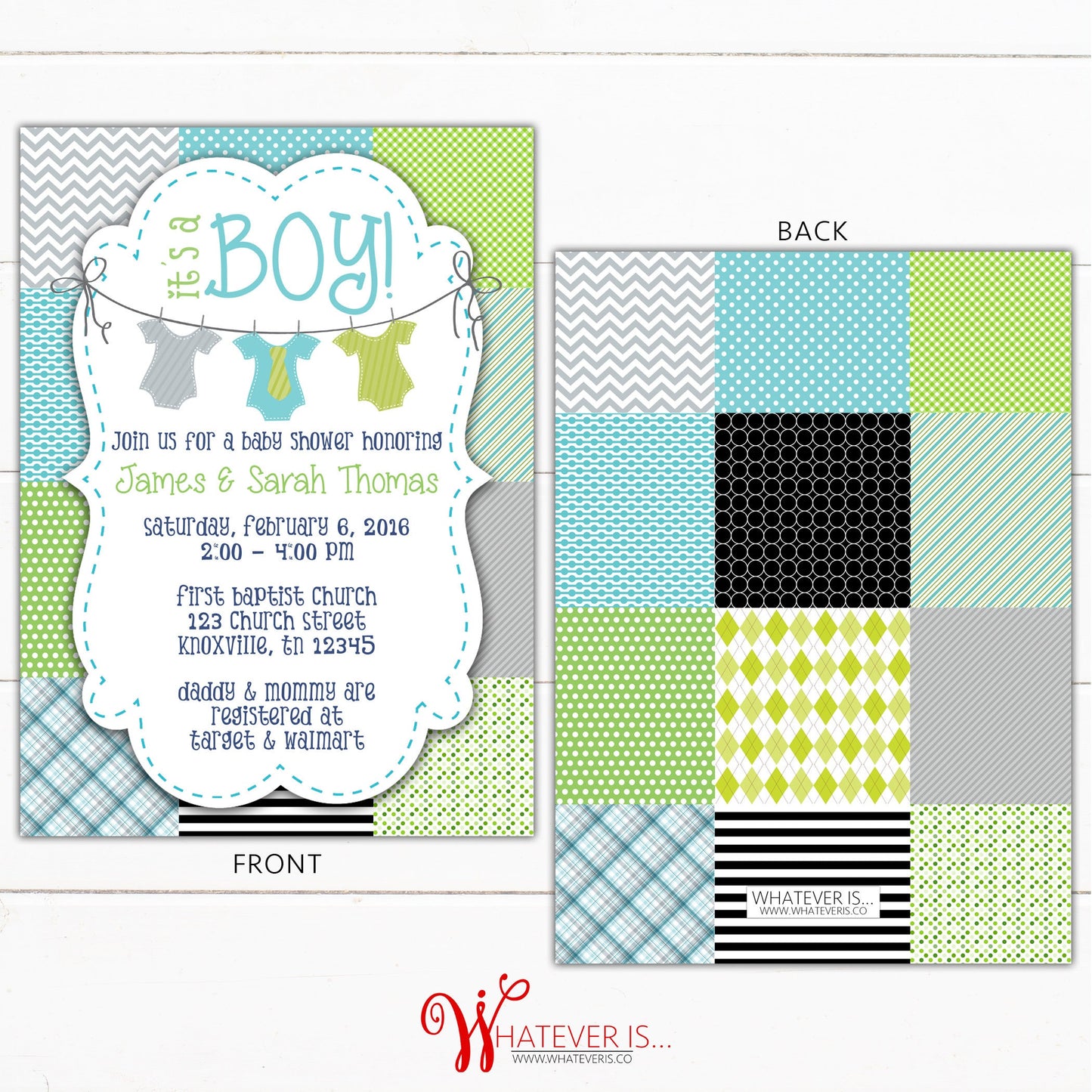 It's A Boy... Onesie Blue Green Turquoise Baby Shower Invitation | Baby Boy Baby Shower Invitation | Blue and Green Baby Shower | Baby Boy