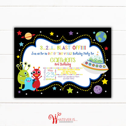 Space Monster Birthday Invitation | Out of this World Birthday Party | 321 Blast Off | Outer Space Birthday Invitation | Monster Birthday