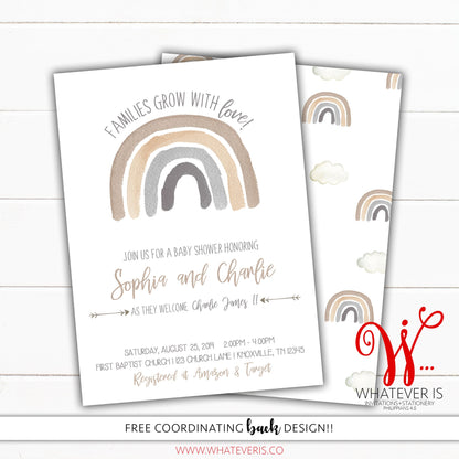 Neutral Baby Shower Invitation | Neutral Rainbow Baby Shower | Rainbow Baby Shower | Gender Neutral Baby Shower Invitation | Printed Invites