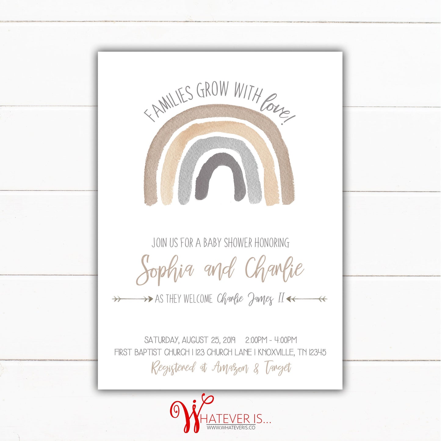 Neutral Baby Shower Invitation | Neutral Rainbow Baby Shower | Rainbow Baby Shower | Gender Neutral Baby Shower Invitation | Printed Invites