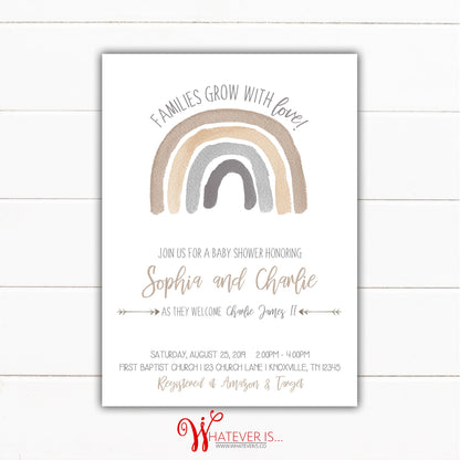 Neutral Baby Shower Invitation | Neutral Rainbow Baby Shower | Rainbow Baby Shower | Gender Neutral Baby Shower Invitation | Printed Invites