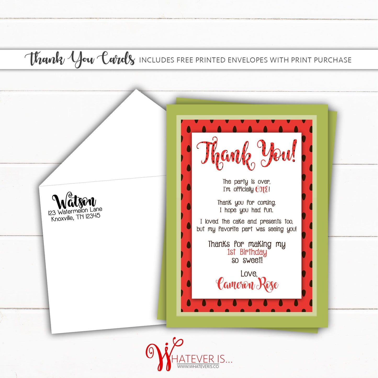 Watermelon Picnic Birthday Printable Thank You Card | Picnic Birthday Party | Watermelon Birthday Party Thank You Card | Ants Birthday